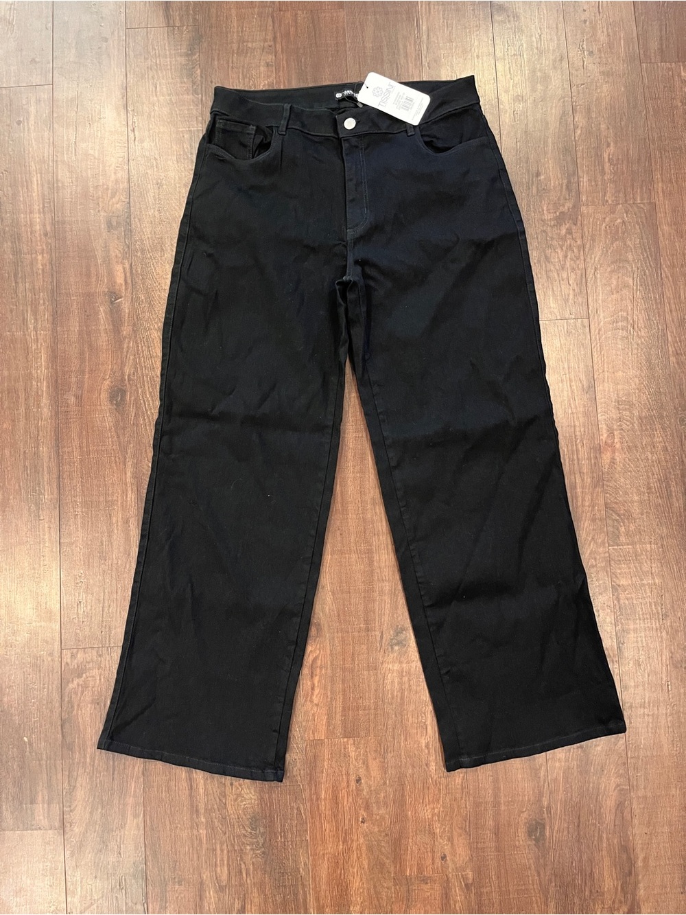 Tissini Women’s Black High Rise Wide Legs  Stretch Denim Jeans Size 11 Naomi NWT